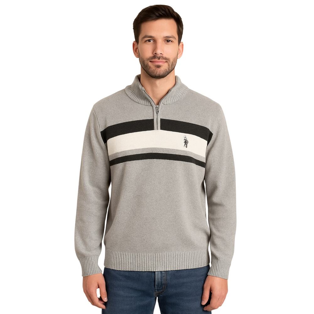 U.S. Polo Assn. Gray Stripe Crewneck Knit Sweater Men’s XL NWT